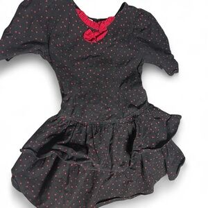 Vintage Black and Red Polka Dot Kids Dress